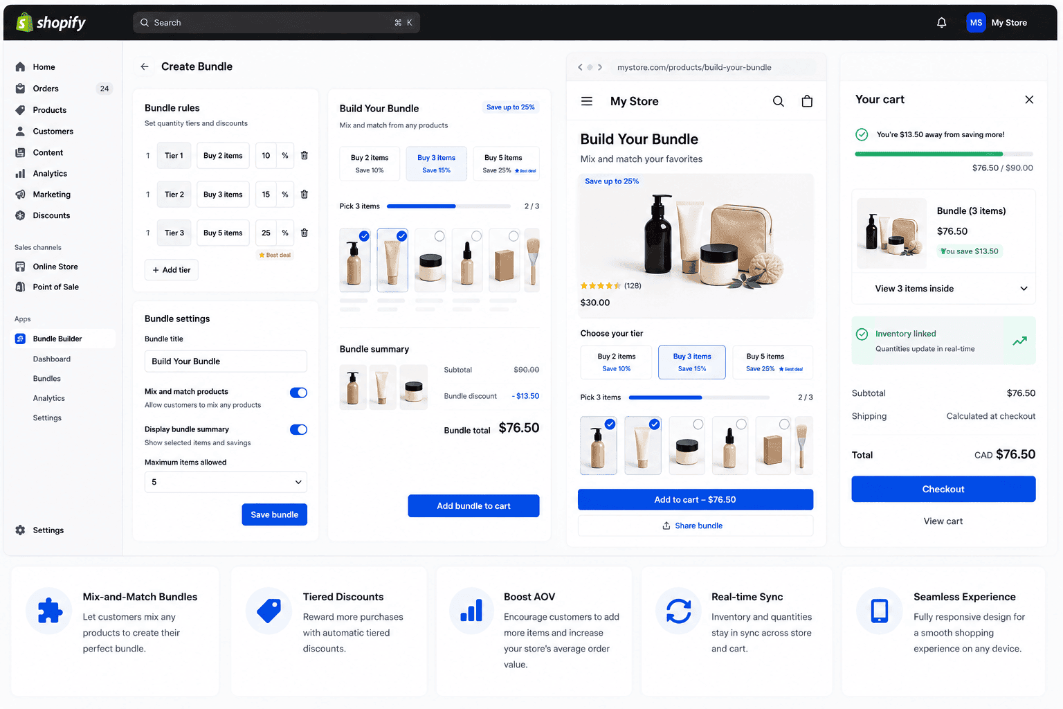 Dynamic & Volume Bundle App — Mix-and-Match + Tier Pricing preview