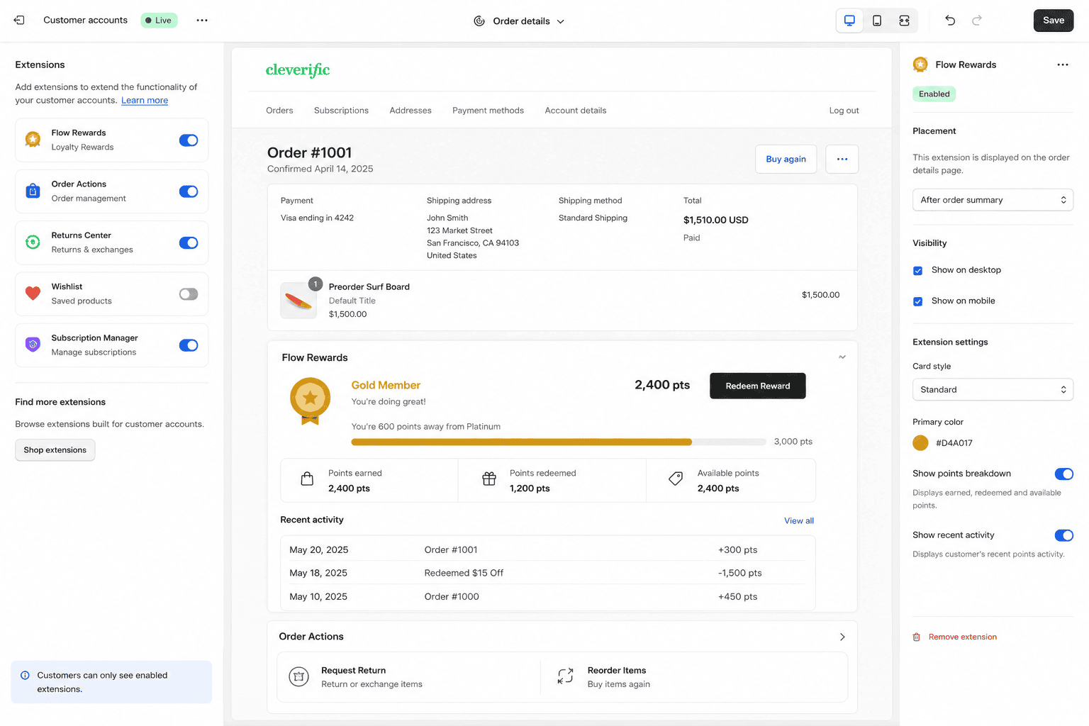 Customer Account UI Extensions