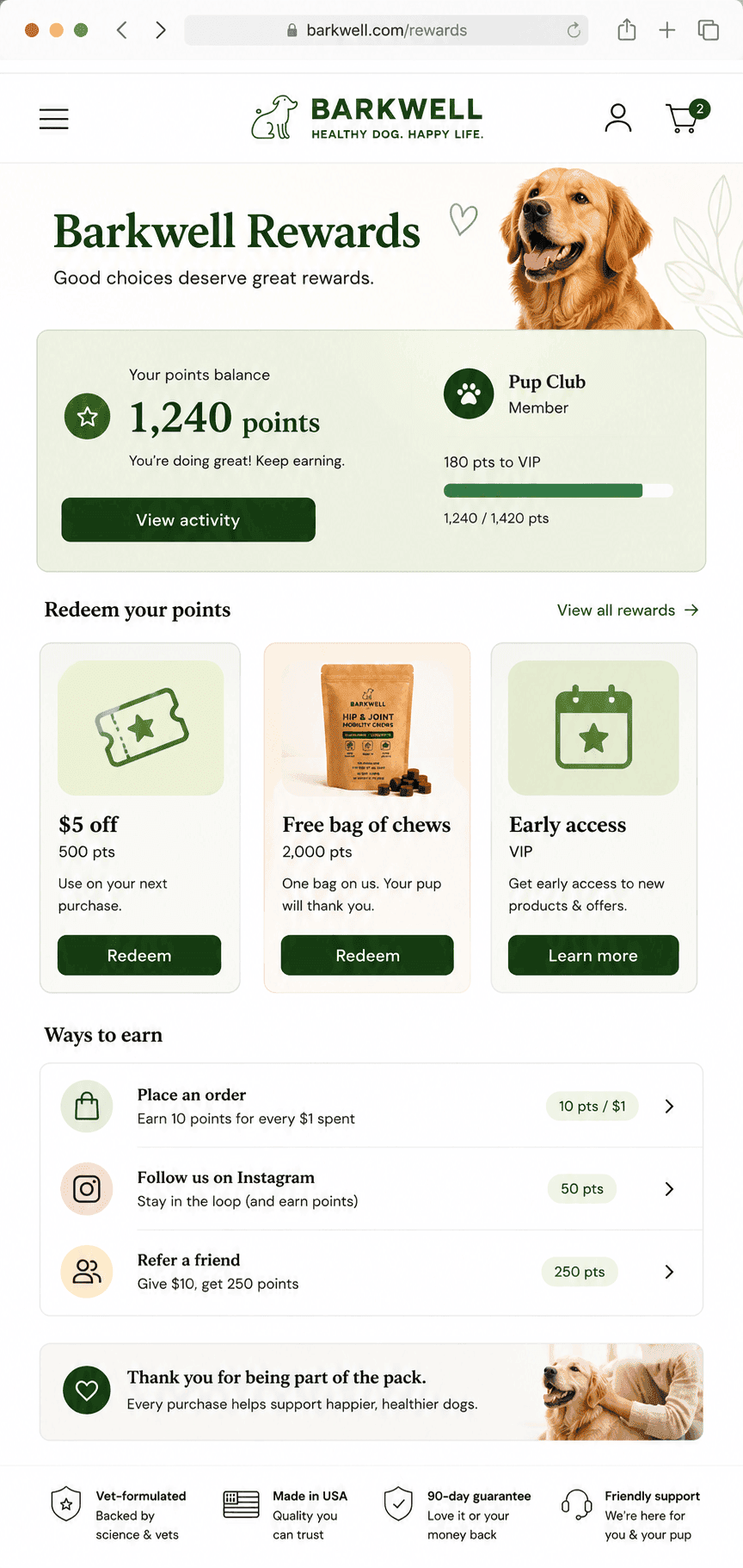 Loyalty & rewards — Shopify funnel example