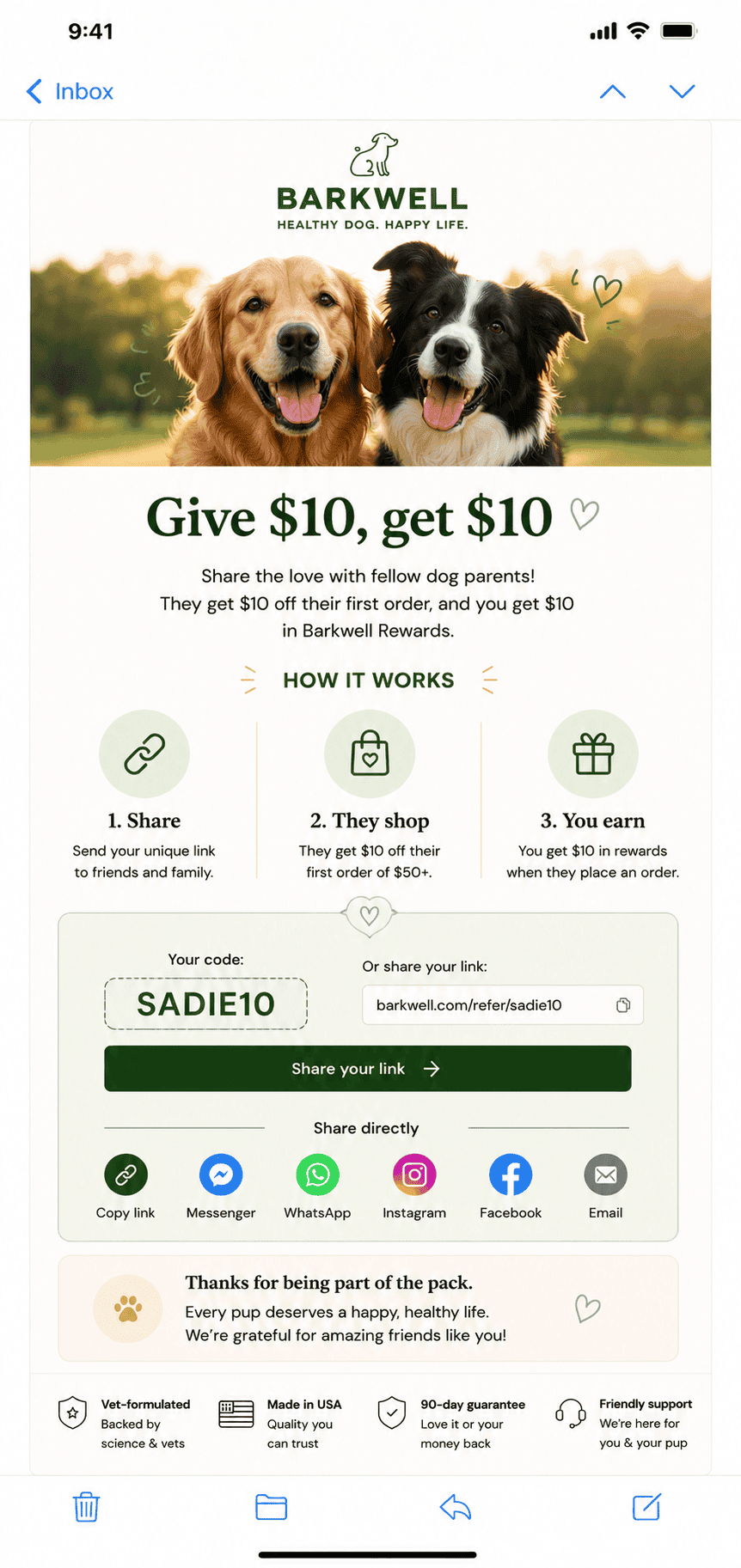 Refer-a-friend rewards — Shopify funnel example