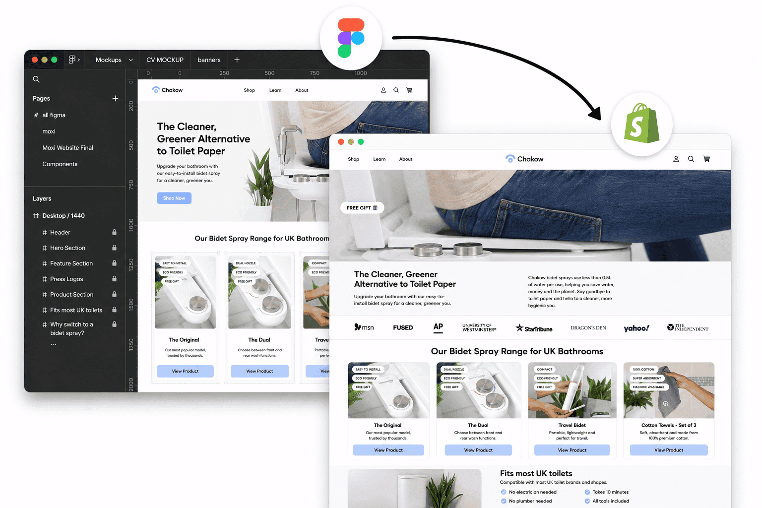 Figma design converted to live Shopify store — design to development workflow